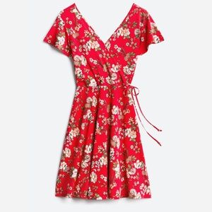 Red faux wrap dress